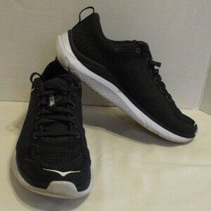 HOKA One One Hupana Woman Size 8 Black White Lace Up Athletic Sneakers
